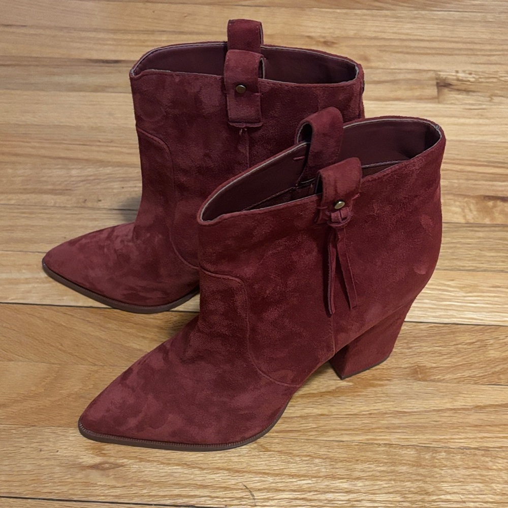 Sam Edelman Red Suede Heeled Boots